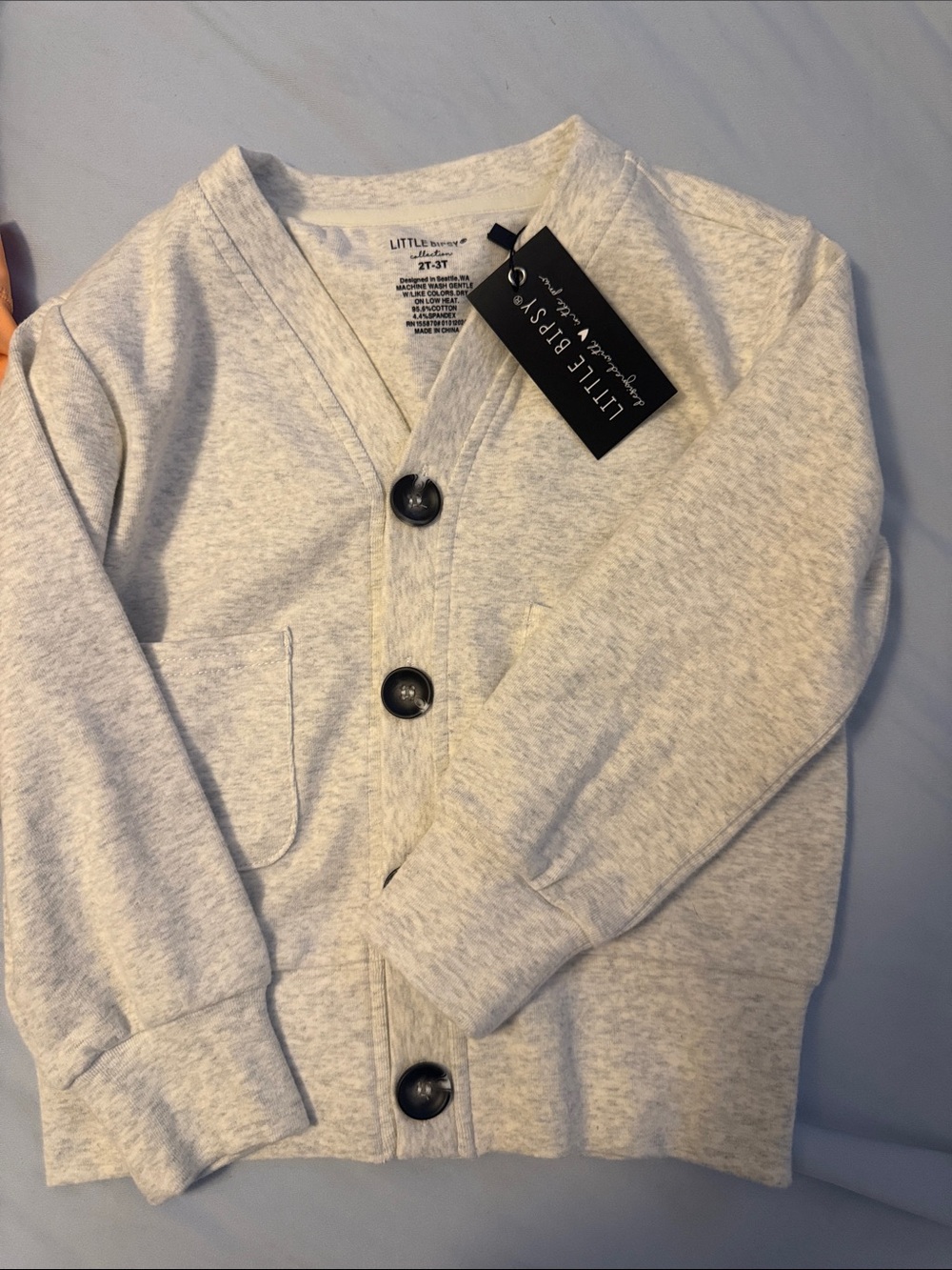 2/3t little bipsy cardigan. Heather gray